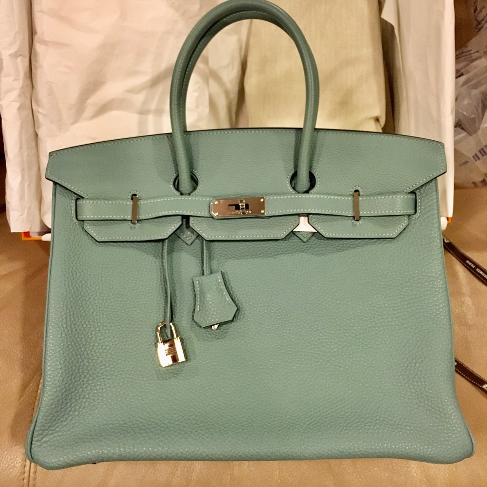 Hermes Birkin 35 Ciel Blue with silver hardware